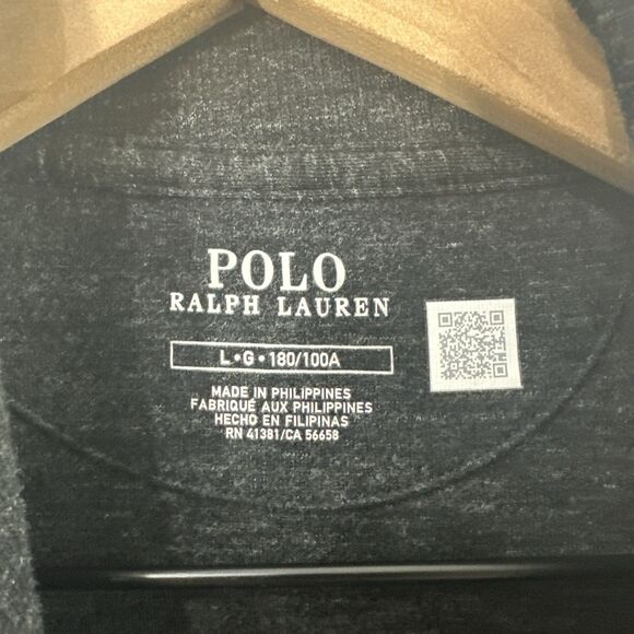 Polo Ralph Lauren Mens Charcoal Double-Knit Shawl Collar Jersey Cardigan Size L - Picture 3 of 10